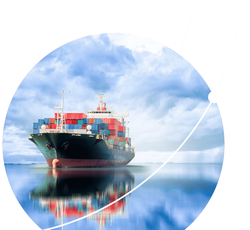 Shipping ship with large containers in the ocean